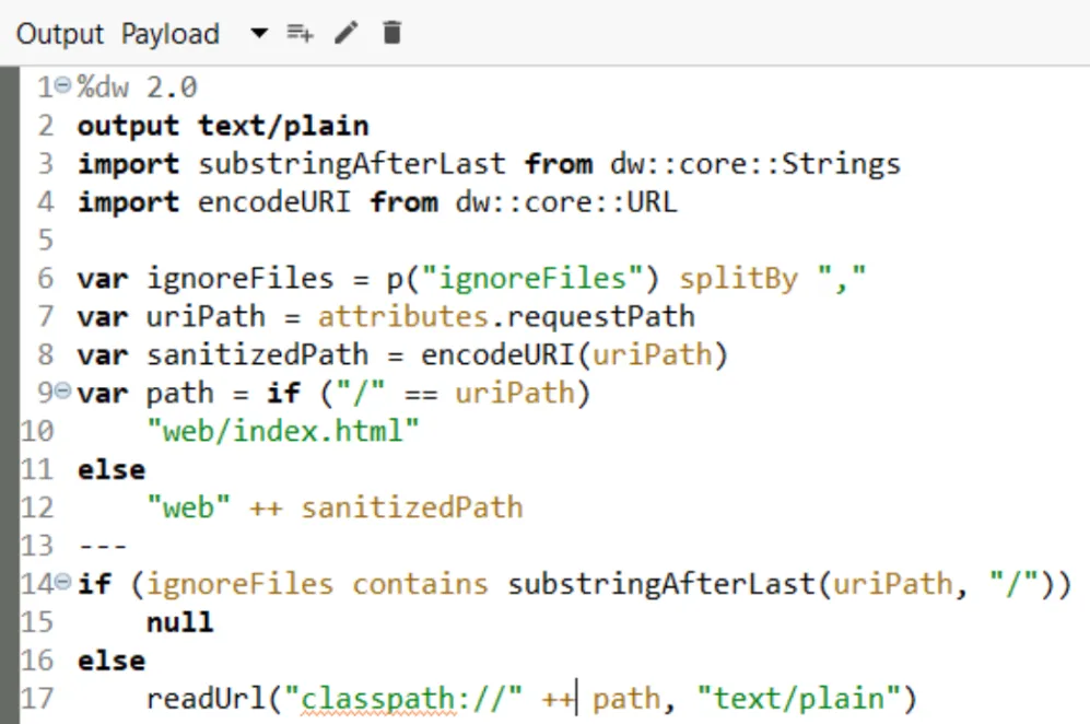 DataWeave script serving static web files from classpath based on the requested URI path