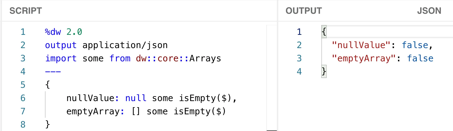 some isEmpty on null and on an empty array both returning false instead of true