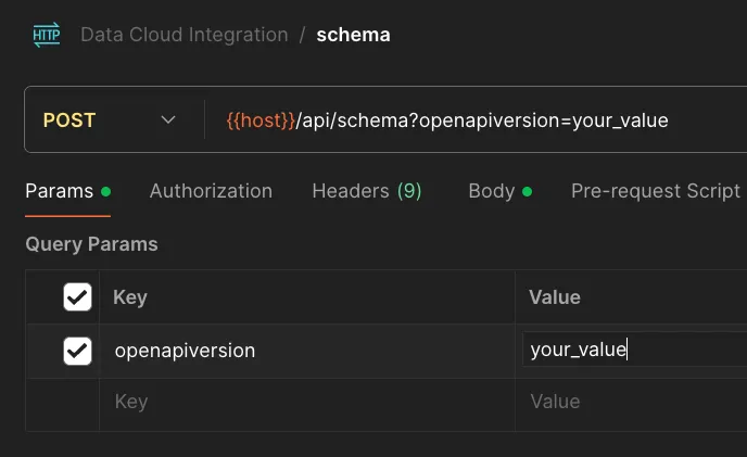 Postman Params tab showing the openapiversion query parameter